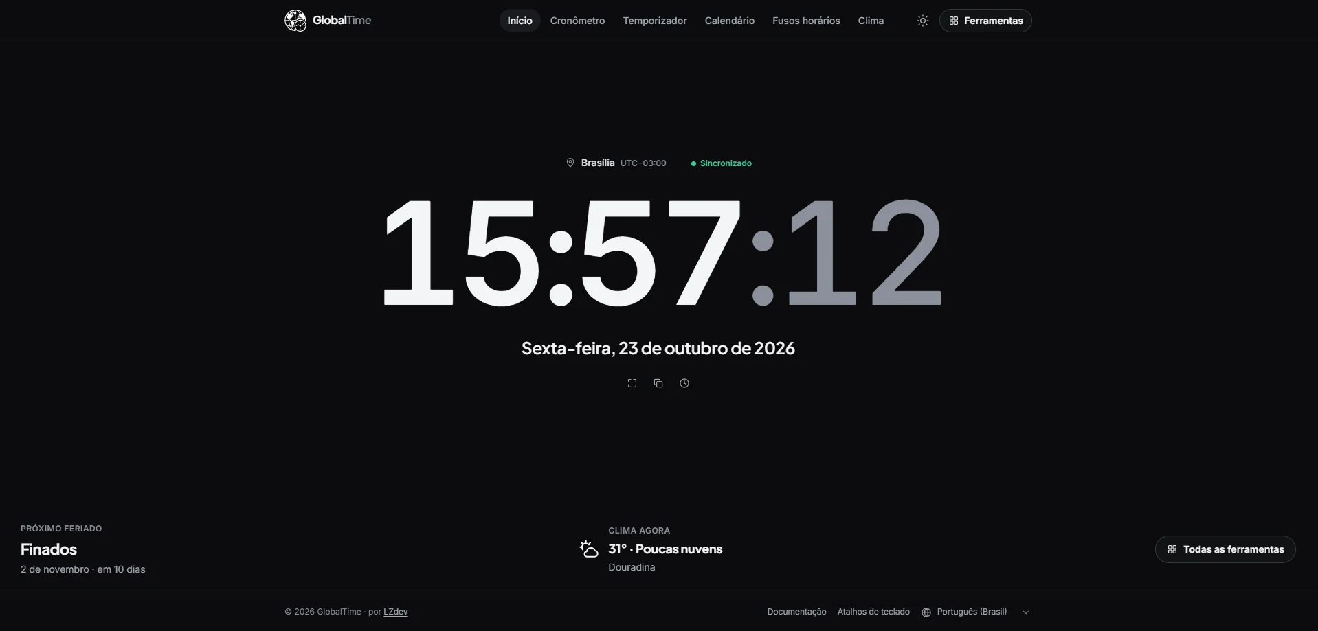 Captura de tela do site GlobalTime